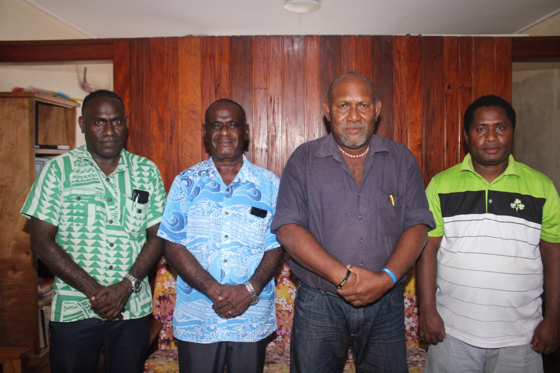 MFAET Minister, Hon Jeremiah Manele and Acting Malaita Premier, Randol Sifoni after their meeting today. Far Left is the Trade Commissioner, Barret Salato and Malaita Provincial Government Officer, Peter Herehura.