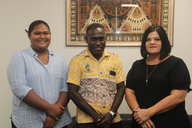 Trade Commissioner in the Ministry of Foreign Affairs and External Trade, Barrett Salato with the LSA Accounts Manager, Leanne Furniss and Lenora Langston Maeriua of the Solomon Islands Support Service (SISS) after their meeting this week.