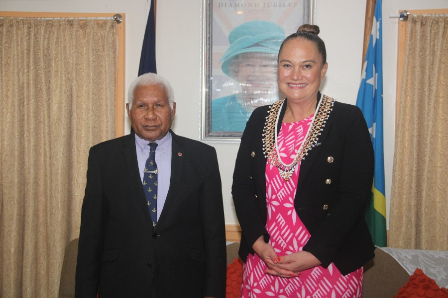 Deputy Prime Minister and Associate Minister of Foreign Affairs of New Zealand, Hon. Carmel Sepuloni and Governor General, Sir David Vunagi at Government House this evening