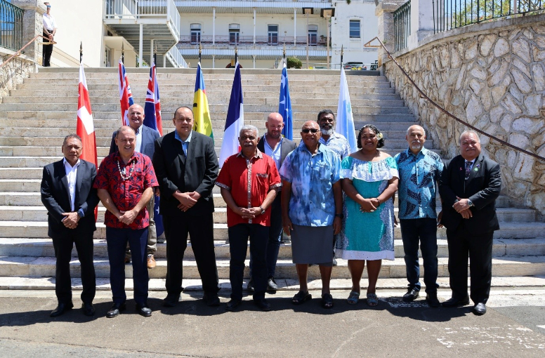 MFAET Minister, Hon. Peter Shanel Agovaka and PIF delegates with H.E. Louis Mapou and members of the Gouvernement de la Nouvelle-Calédonie. PHOTO: PIF Facebook Page.