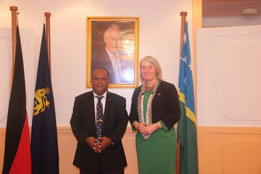 The Ambassador of the Federal Republic of Germany, Her Excellency Beate Grzeski with Governor General, His Excellency Reverend David Tipa Kapu after the presentation of credential ceremony at government house yesterday.